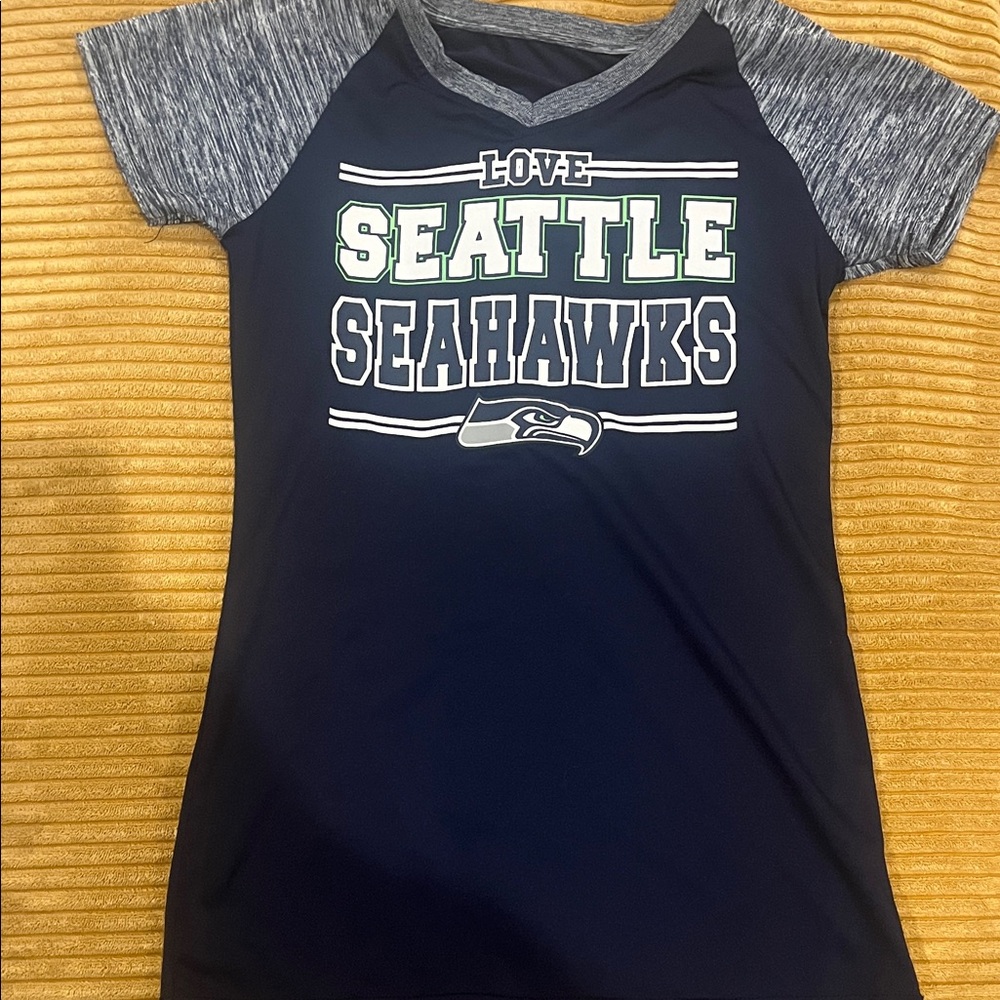 Seattle Seahawks Kids Tee - Navy and Gray
